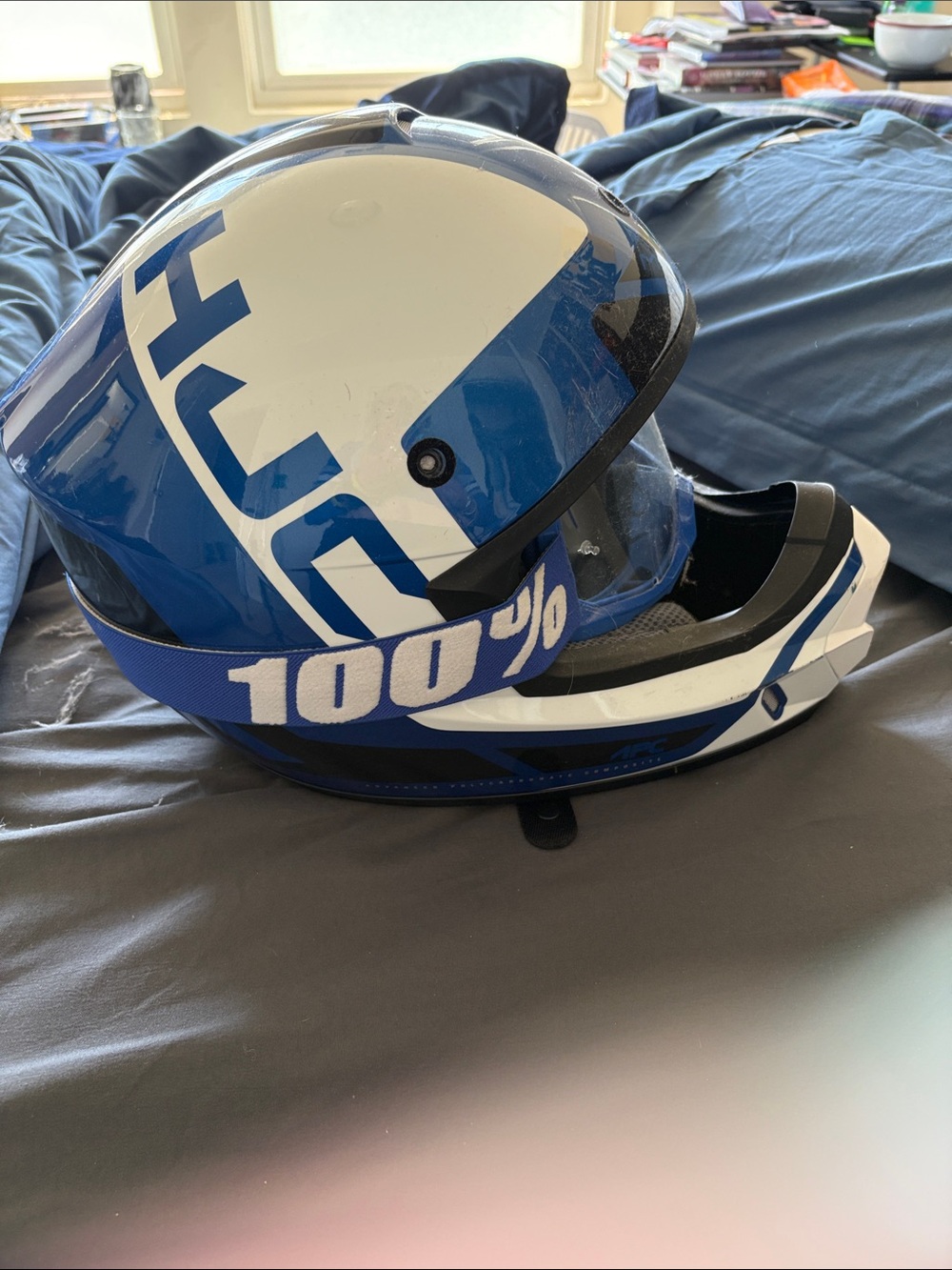 A.P.C. Blue White Full-Face Helmet